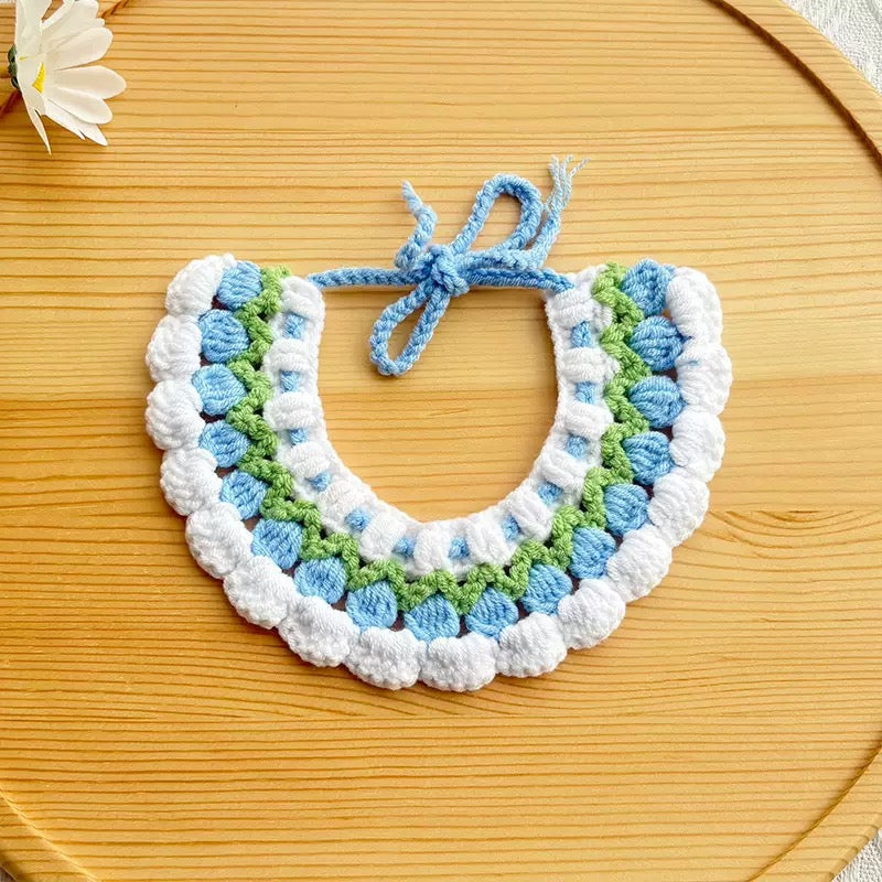 Tulip Crochet Pet Collar – Soft Floral Pattern