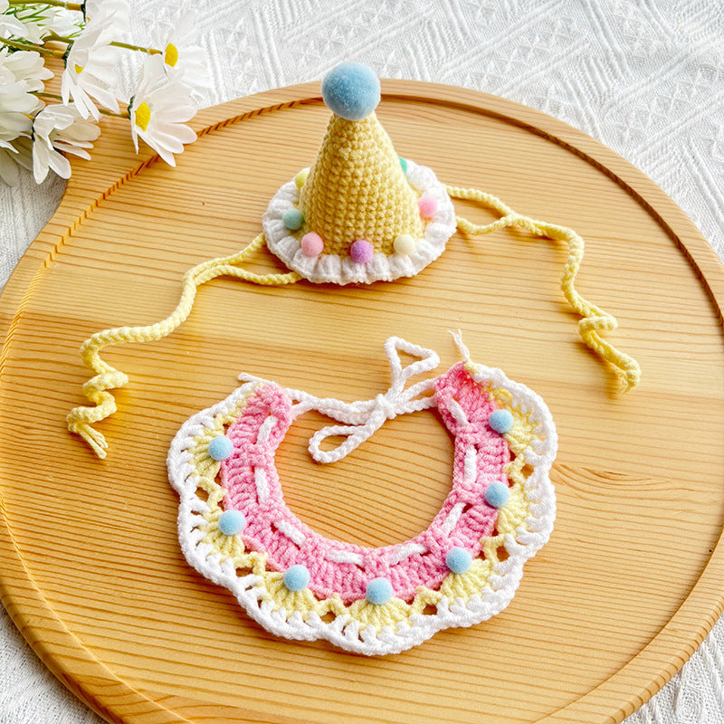 Birthday Crochet Pet Set – Cute Hat & Collar Outfit