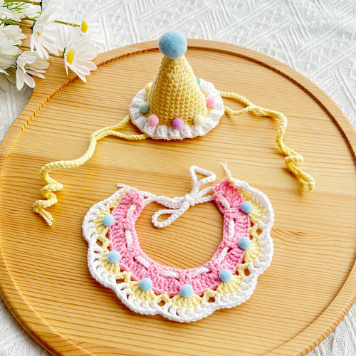 Birthday Crochet Pet Set – Cute Hat & Collar Outfit