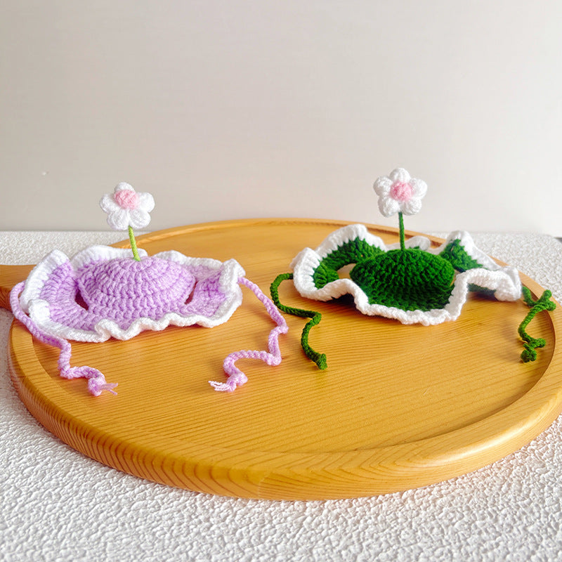Flower Crochet Pet Hat – Cute Daisy Top Design