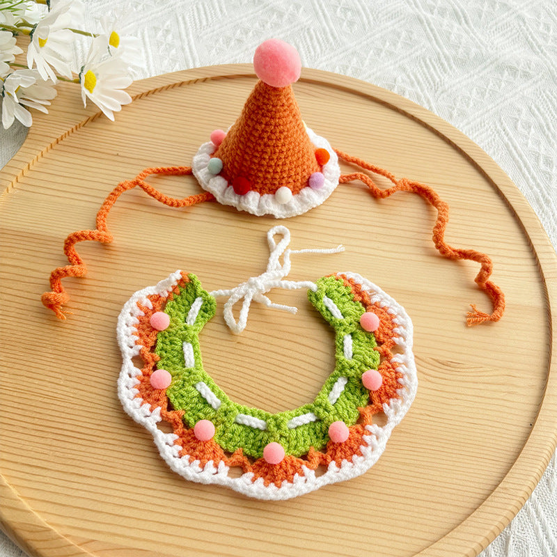 Birthday Crochet Pet Set – Cute Hat & Collar Outfit