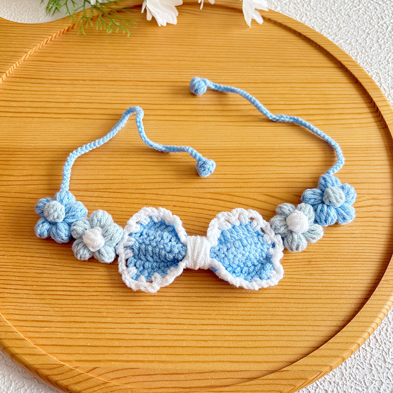 Bow Crochet Pet Collar – Colorful Handmade Collection