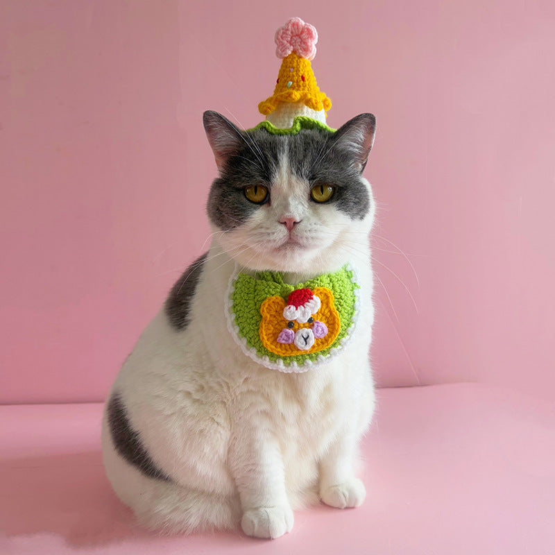 Birthday Crochet Pet Set – Hat & Collar Combo