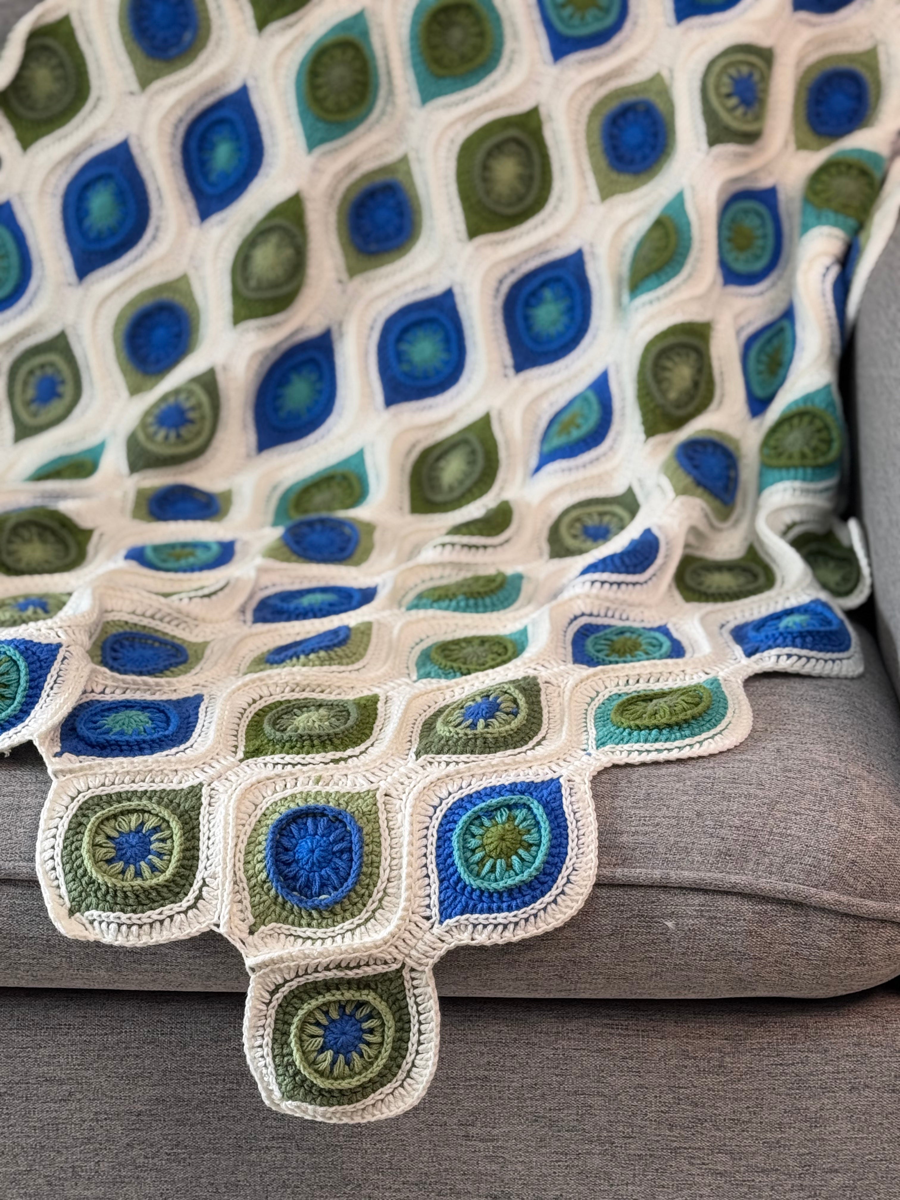 Handmade Crochet Peacock Feather Blanket PDF Pattern