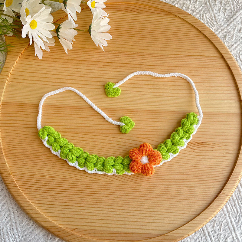 Minimal Flower Crochet Pet Collar – Cute Everyday Style