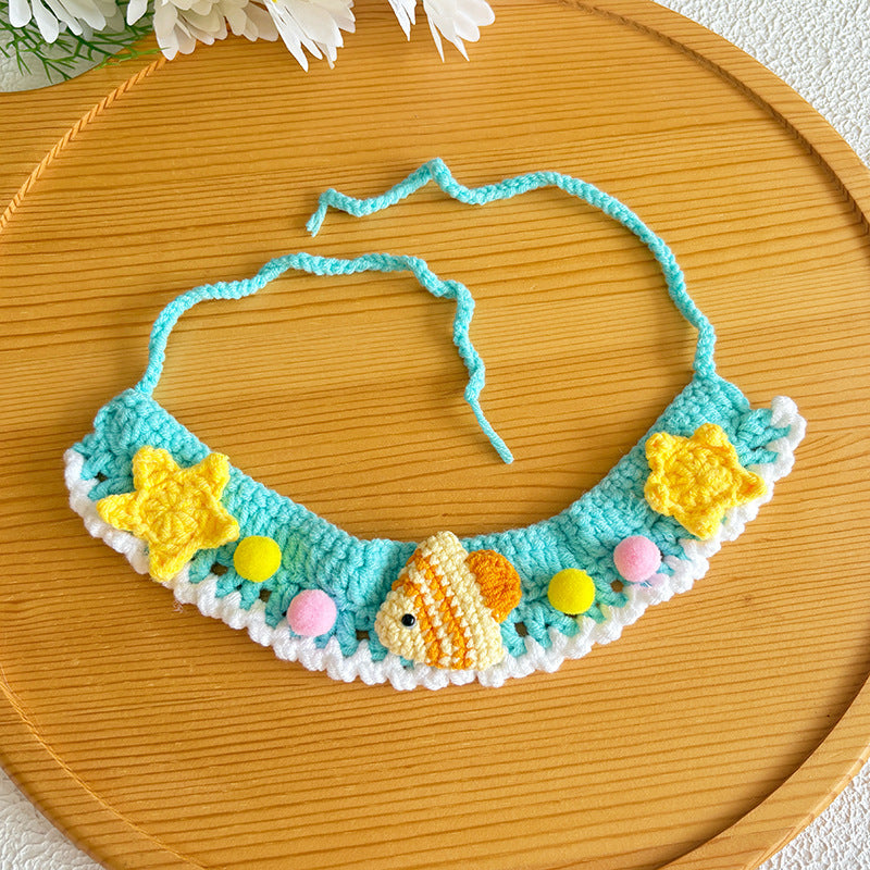 Ocean Crochet Pet Collar – Fish & Star Cute Design