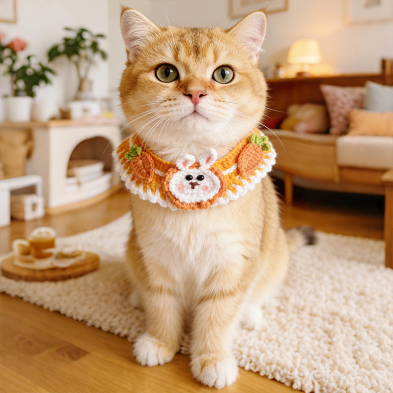 Cute Handmade Crochet Pet Collar – Frog & Bunny Style