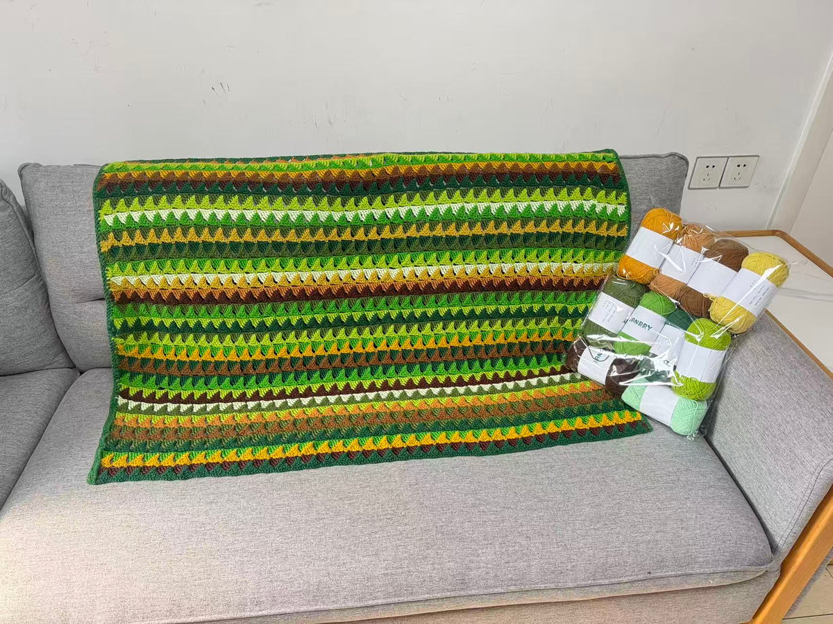Triangle Stripe Crochet Blanket – Finished Throw or Yarn + PDF Pattern
