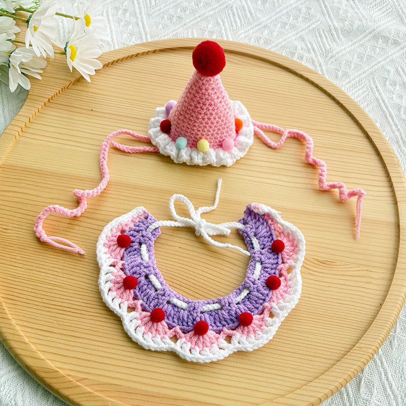 Birthday Crochet Pet Set – Cute Hat & Collar Outfit