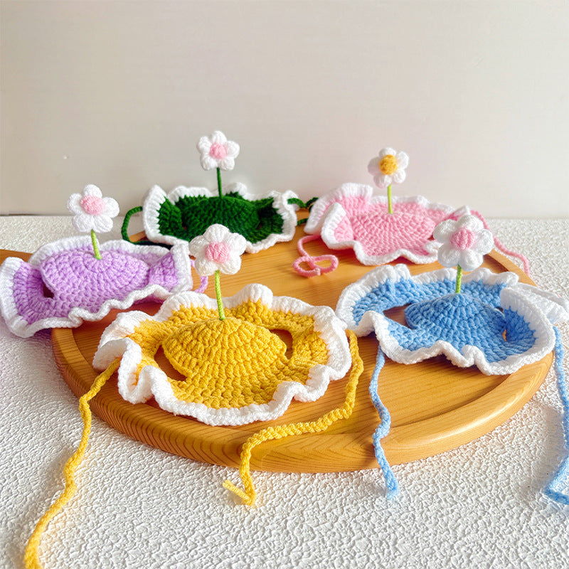 Flower Crochet Pet Hat – Cute Daisy Top Design