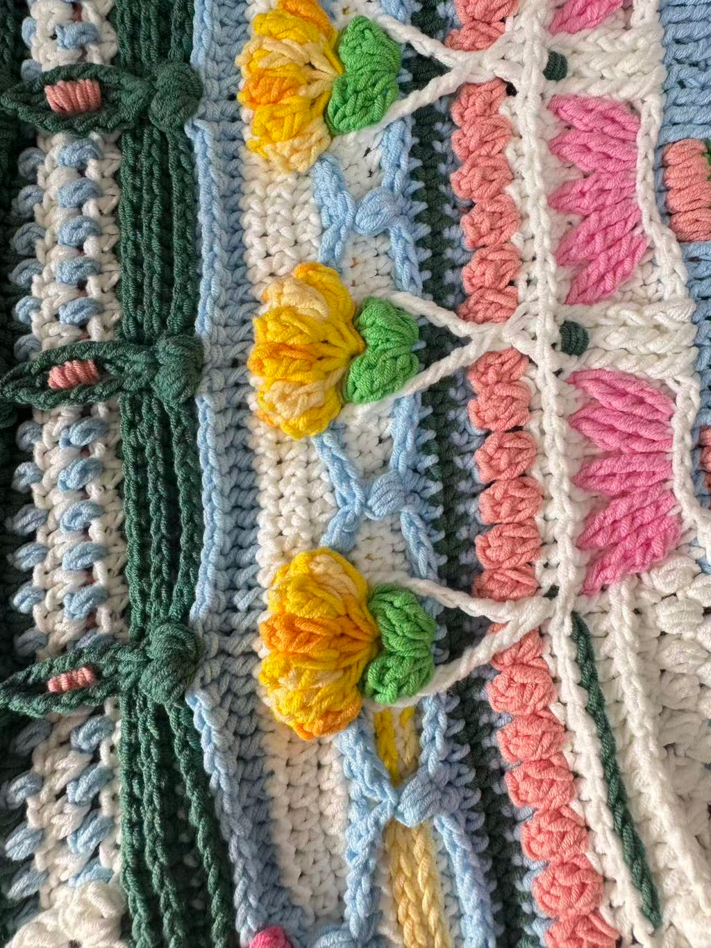 Harvest Moon Handmade Crochet Blanket – Colorful Floral Square Throw | 55 × 55 in