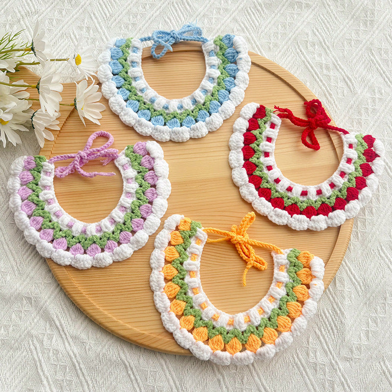 Tulip Crochet Pet Collar – Soft Floral Pattern