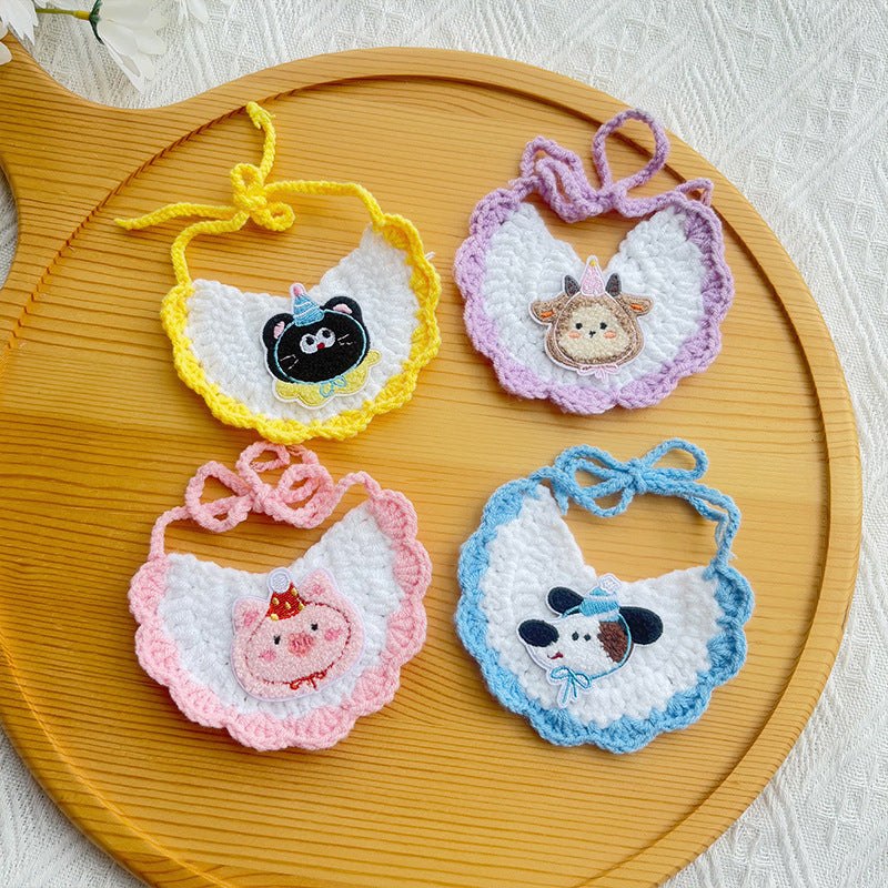 Cute Bunny Pet Outfit Set – Crochet Hat & Bib Combo