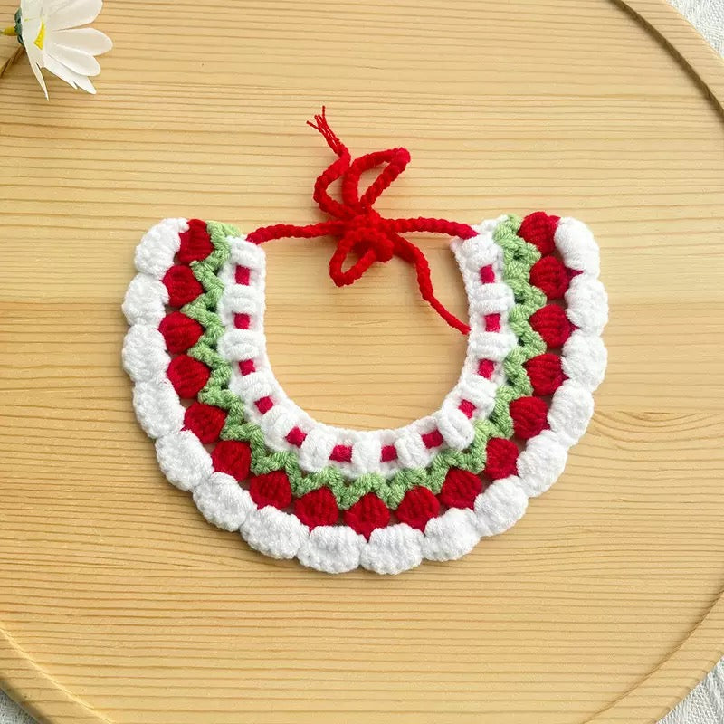 Tulip Crochet Pet Collar – Soft Floral Pattern