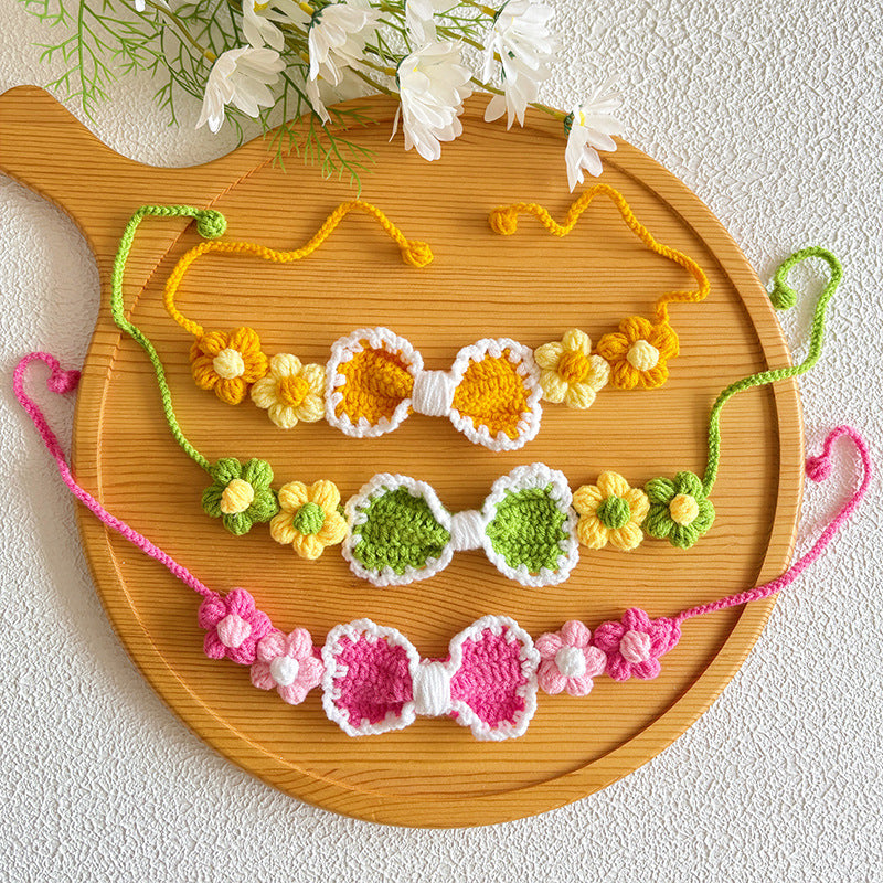 Bow Crochet Pet Collar – Colorful Handmade Collection