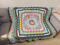 Harvest Moon Handmade Crochet Blanket – Colorful Floral Square Throw | 55 × 55 in