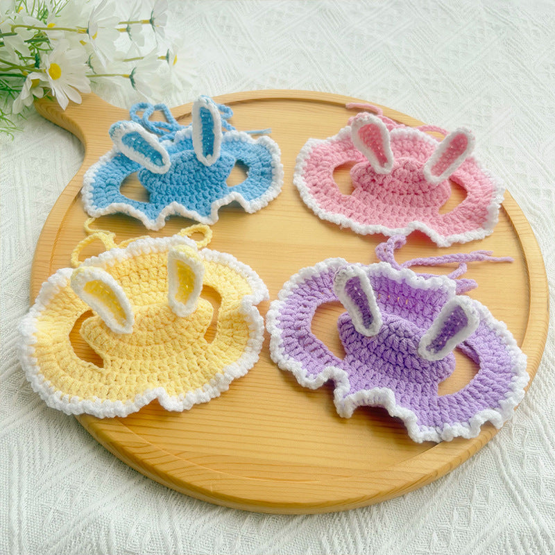 Cute Bunny Pet Outfit Set – Crochet Hat & Bib Combo