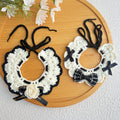 Elegant Crochet Pet Collar – Classic Black & White Bow Design