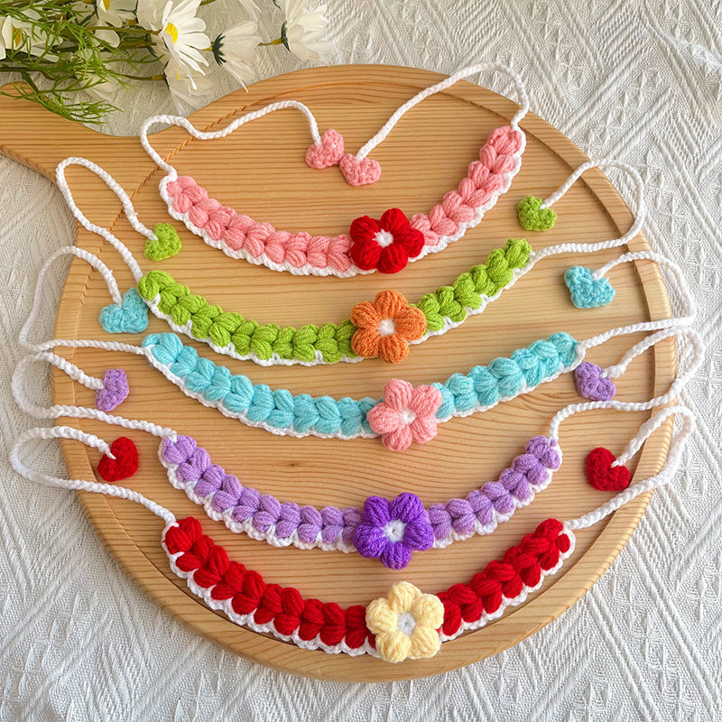 Minimal Flower Crochet Pet Collar – Cute Everyday Style