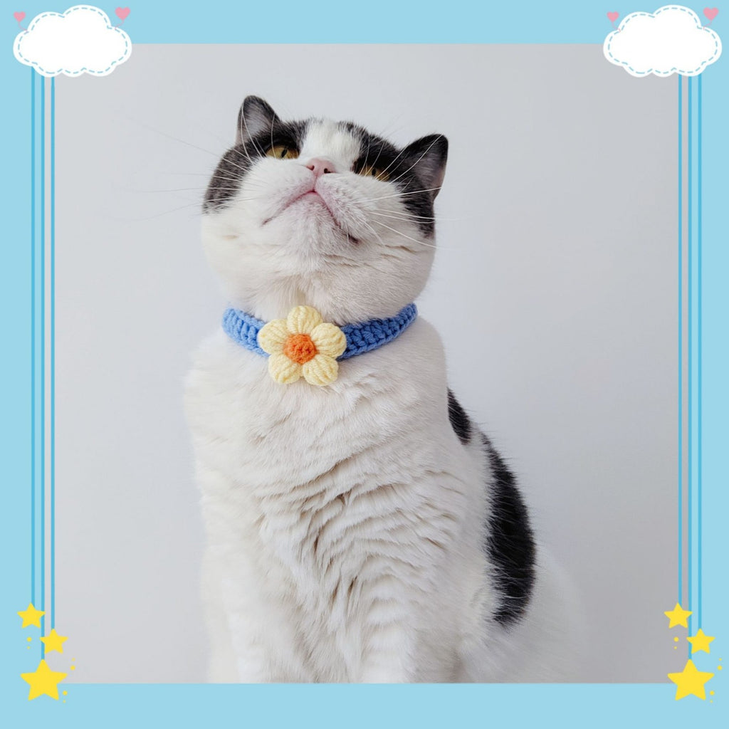 Minimal Flower Crochet Pet Collar – Cute Everyday Style