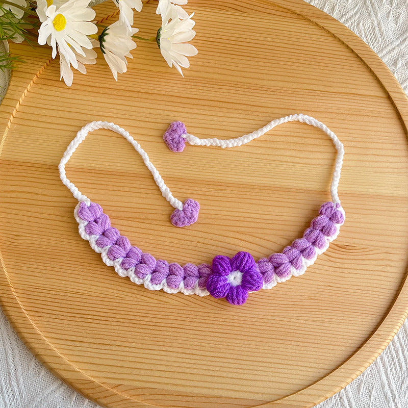Minimal Flower Crochet Pet Collar – Cute Everyday Style