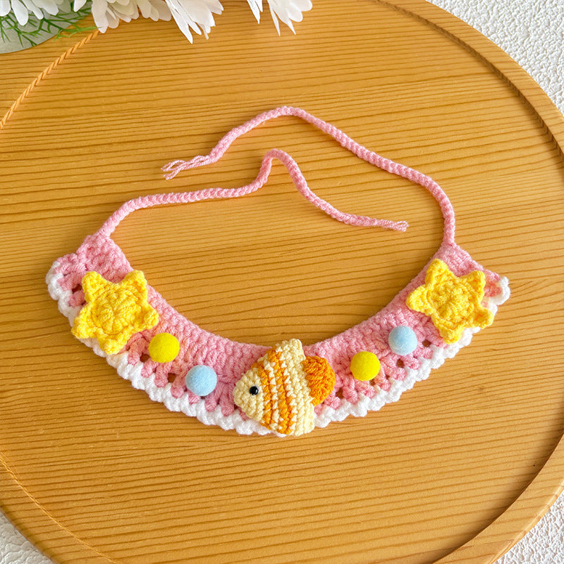 Ocean Crochet Pet Collar – Fish & Star Cute Design