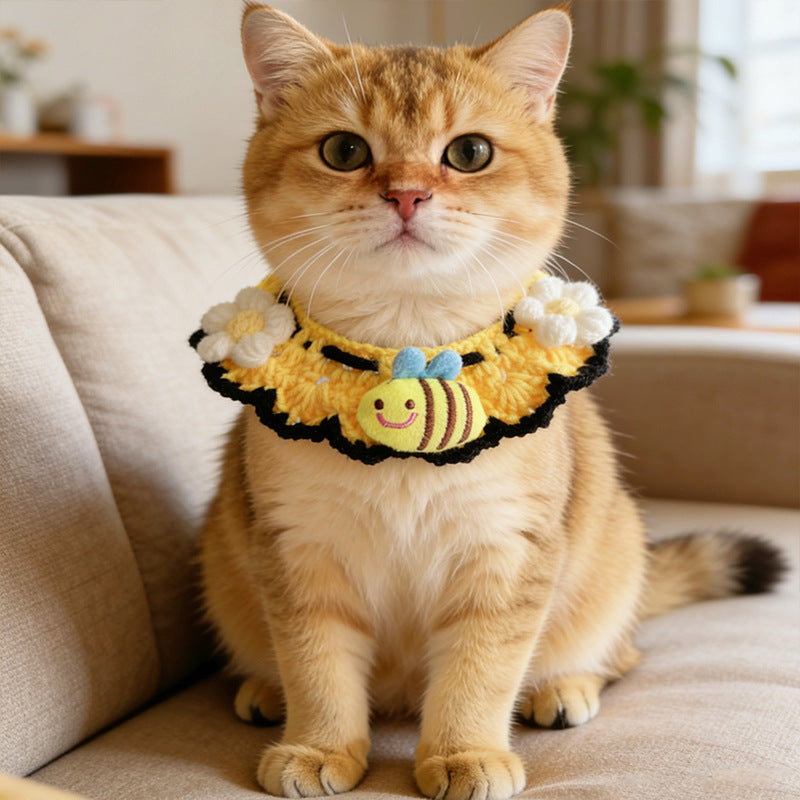 Bee Crochet Pet Collar – Cute Handmade Design