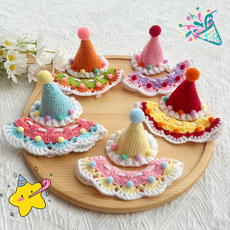 Birthday Crochet Pet Set – Cute Hat & Collar Outfit