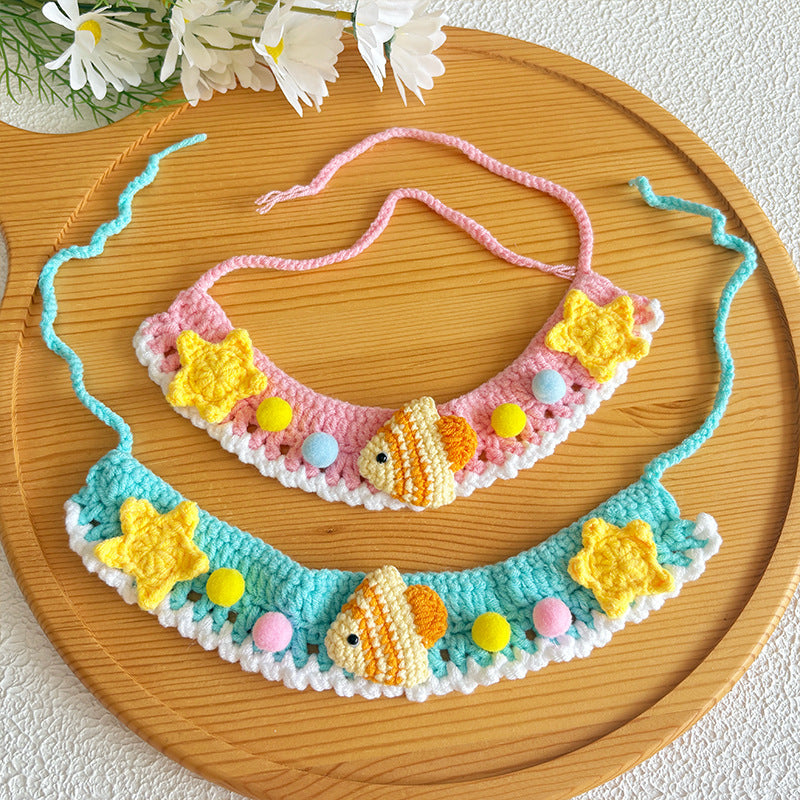 Ocean Crochet Pet Collar – Fish & Star Cute Design