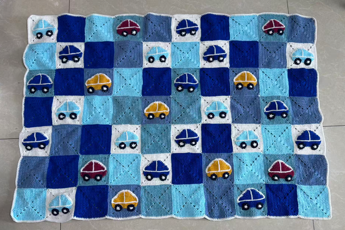 Kids’ Car Crochet Blanket – Finished Blanket or Yarn + PDF Kit