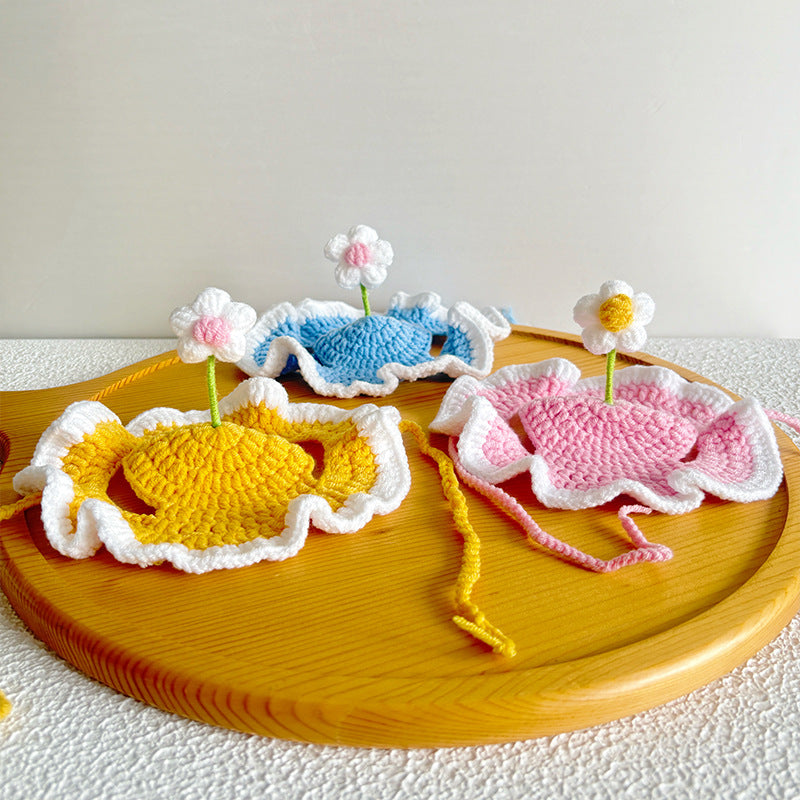 Flower Crochet Pet Hat – Cute Daisy Top Design