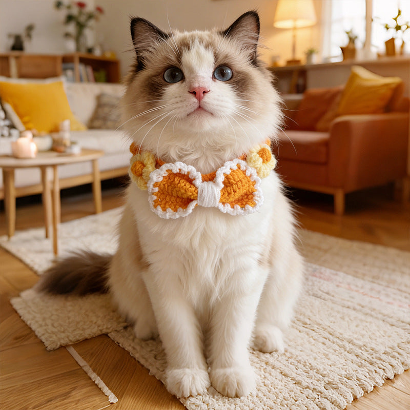 Bow Crochet Pet Collar – Colorful Handmade Collection