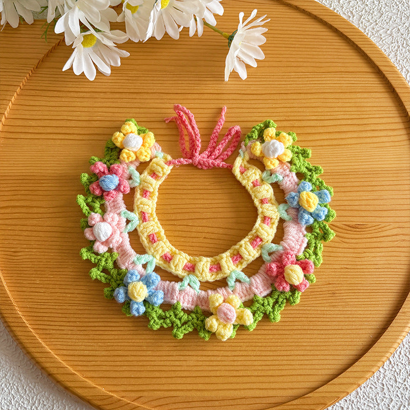 Handmade Crochet Floral Pet Collar – Garden Style Design