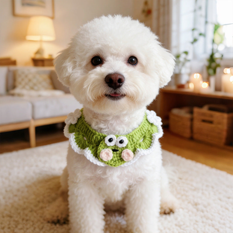 Cute Handmade Crochet Pet Collar – Frog & Bunny Style