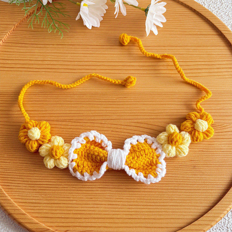 Bow Crochet Pet Collar – Colorful Handmade Collection