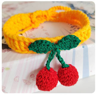 Cherry Crochet Pet Collar – Sweet & Playful Design