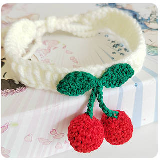 Cherry Crochet Pet Collar – Sweet & Playful Design