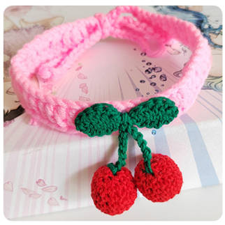 Cherry Crochet Pet Collar – Sweet & Playful Design