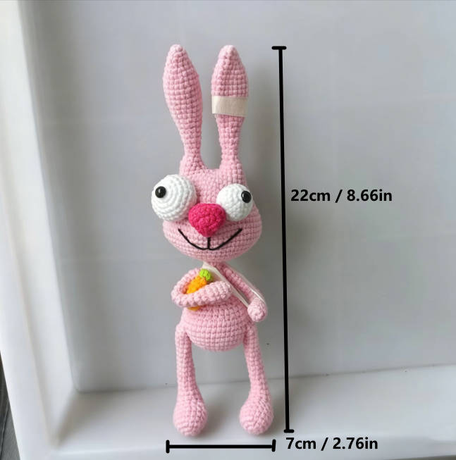 Handmade Pink Crochet Bunny Doll | Funny Amigurumi Plush Toy
