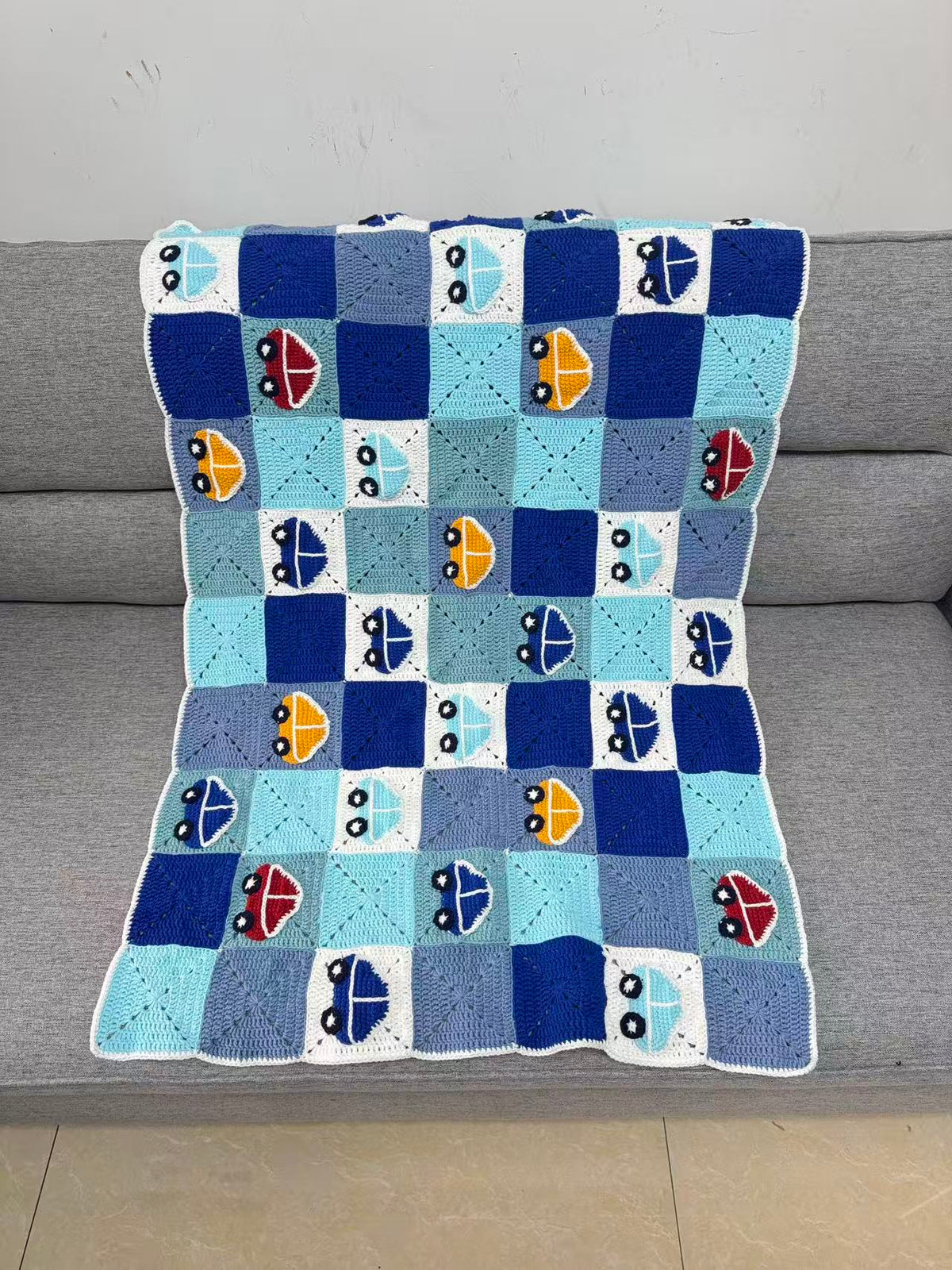 Kids’ Car Crochet Blanket – Finished Blanket or Yarn + PDF Kit