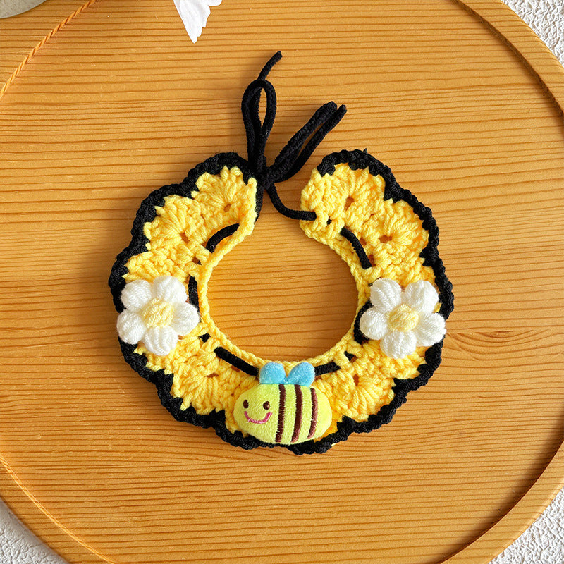 Bee Crochet Pet Collar – Cute Handmade Design