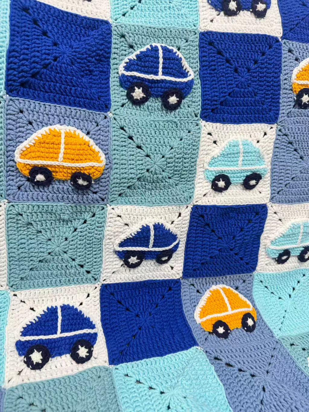 Kids’ Car Crochet Blanket – Finished Blanket or Yarn + PDF Kit