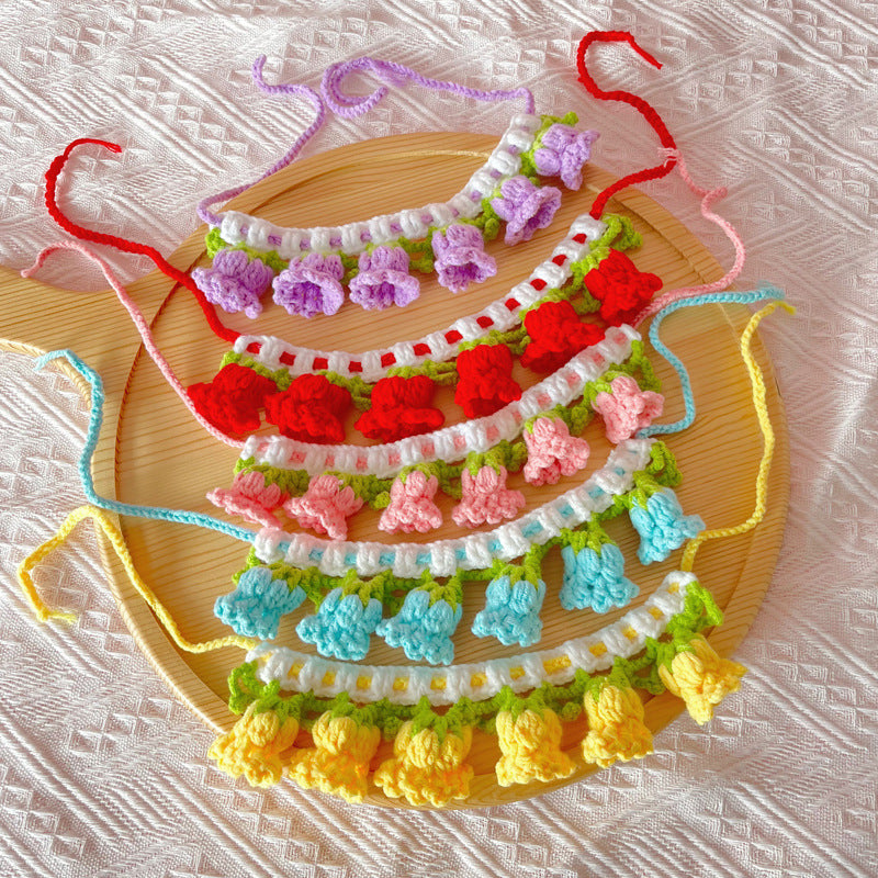 Floral Crochet Pet Collar – Elegant Blossom Design