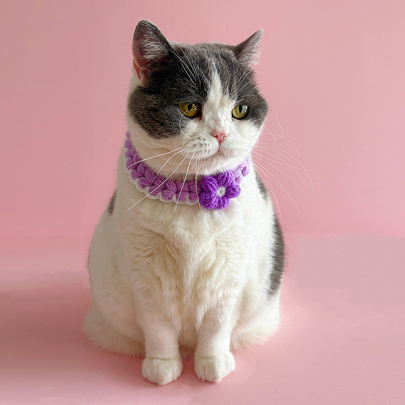 Minimal Flower Crochet Pet Collar – Cute Everyday Style