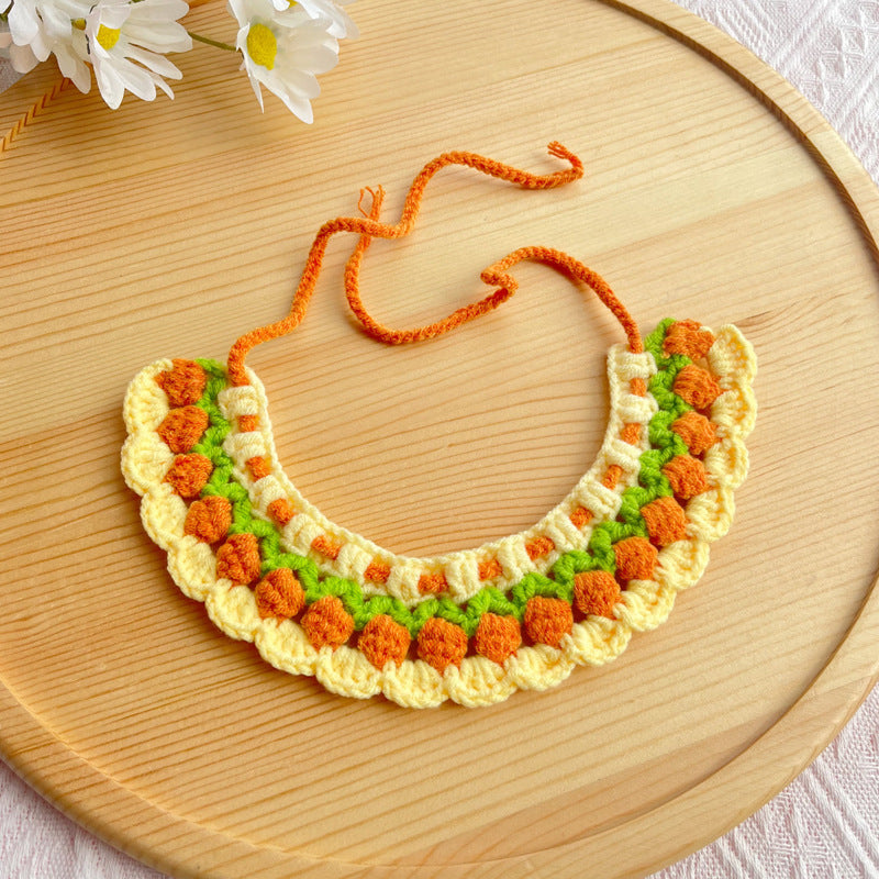Sunflower Crochet Pet Collar – Warm Floral Design