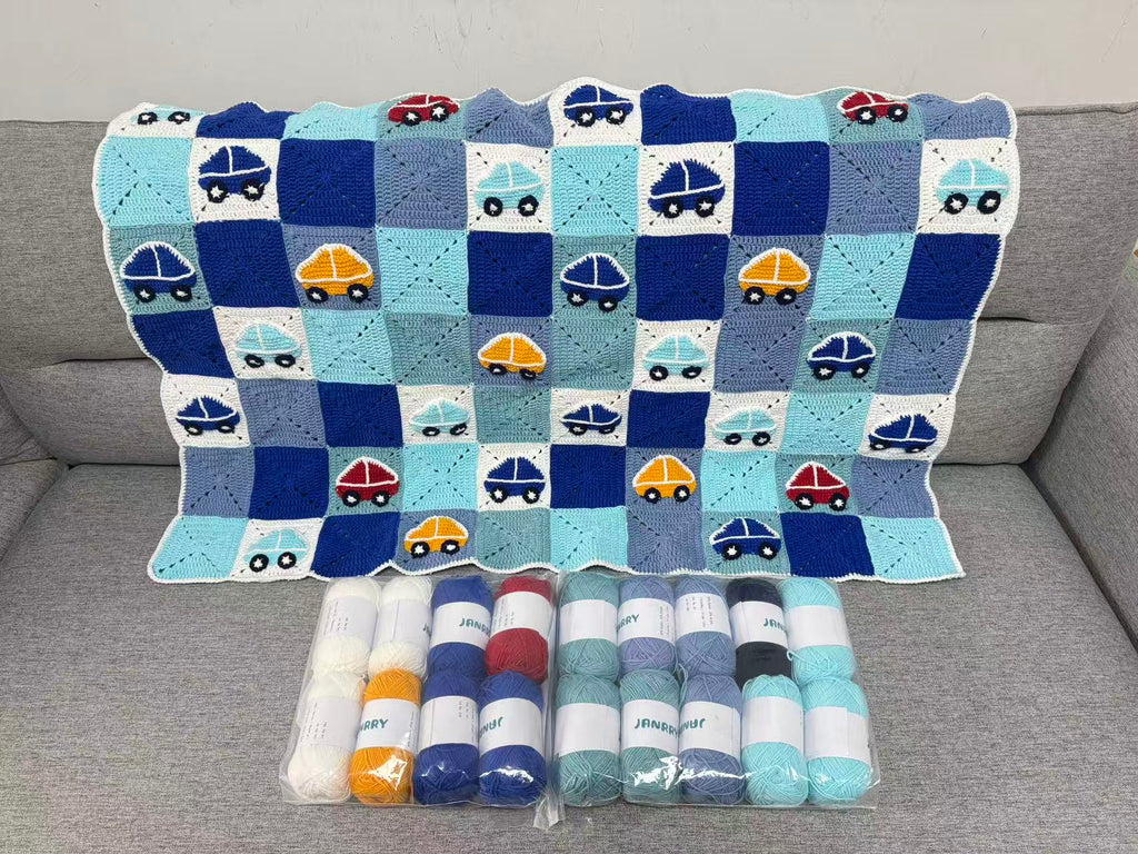 Kids’ Car Crochet Blanket – Finished Blanket or Yarn + PDF Kit
