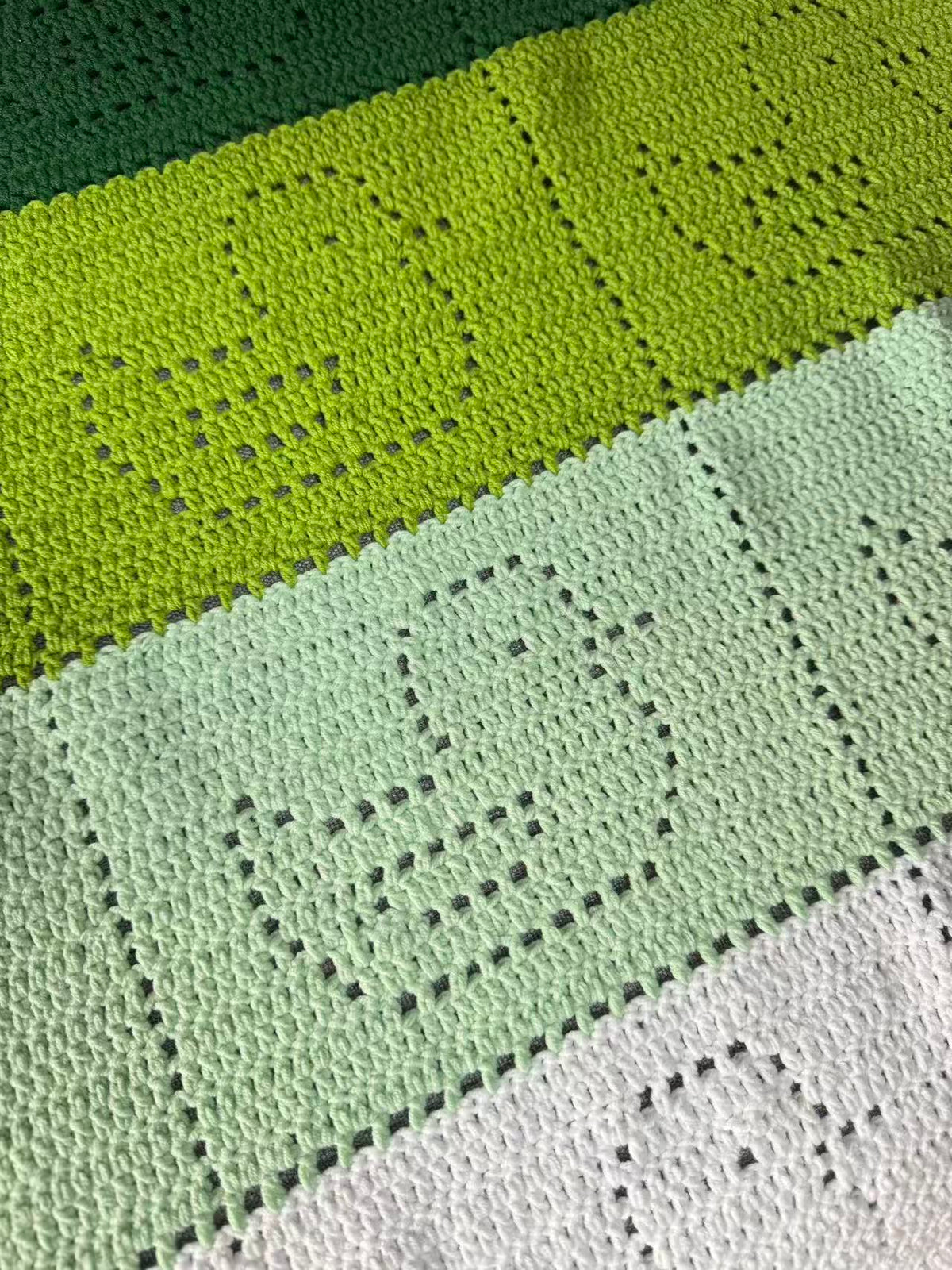 Green Duck Filet Crochet Blanket – Finished Blanket or Yarn + PDF Kit