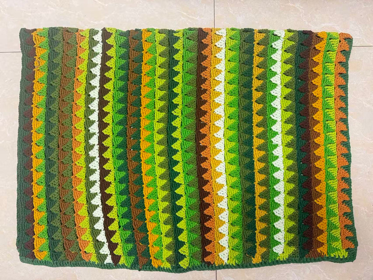 Triangle Stripe Crochet Blanket – Finished Throw or Yarn + PDF Pattern