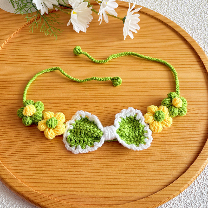 Bow Crochet Pet Collar – Colorful Handmade Collection