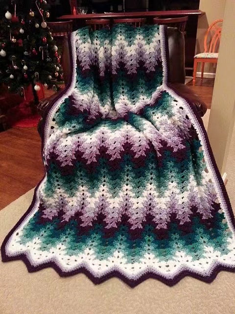 Christmas Misty Pines Crochet Blanket – Finished Winter Forest Throw
